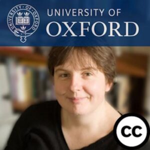 Image of the University of Oxford logo and presenter Emma Smith